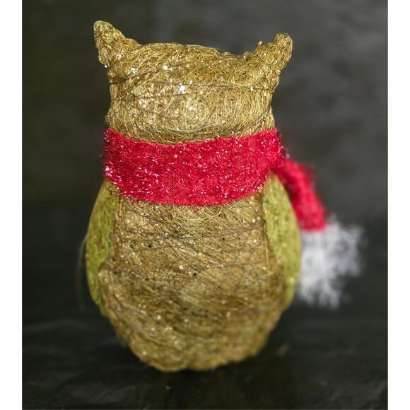 Holiday Time Christmas Brown 12" Owl Tree Topper Decorative, Glitter, Red Festiv - Picture 3 of 6